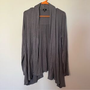 Women’s Gray Cardigan Top with Draped Open Front